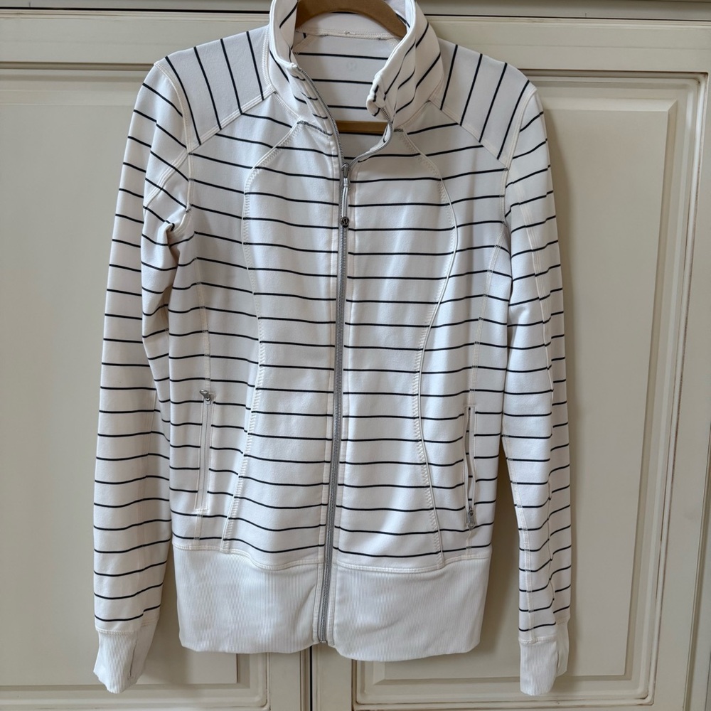 Lululemon Athletica White and Black Bomber Jacket